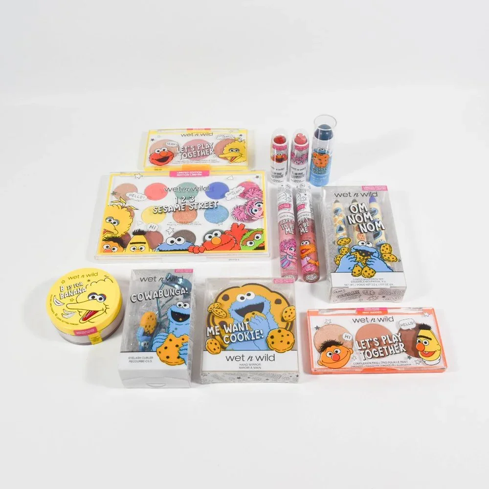 12 Pc Wet n Wild Sesame Street Bulk Eyeshadow Setting Powder Lip Gloss Curler - Picture 2 of 2